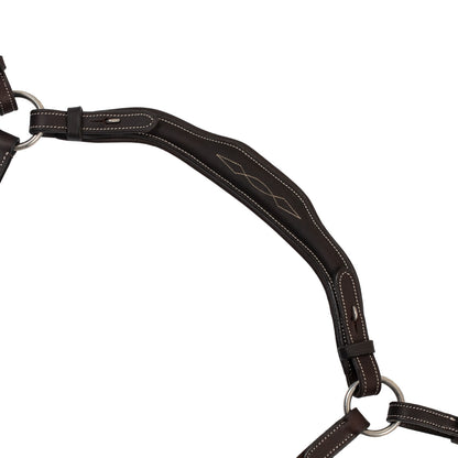 Anatomical leather breastplate with removable martingale