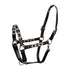 Leather halter with geometric pattern.