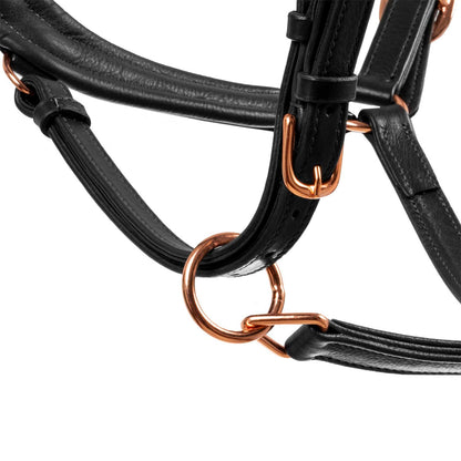 Polished leather halter with rose gold buckles