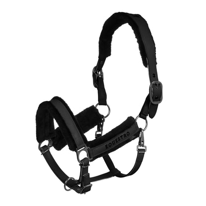 Polypropylene halter with faux sheepskin padding.