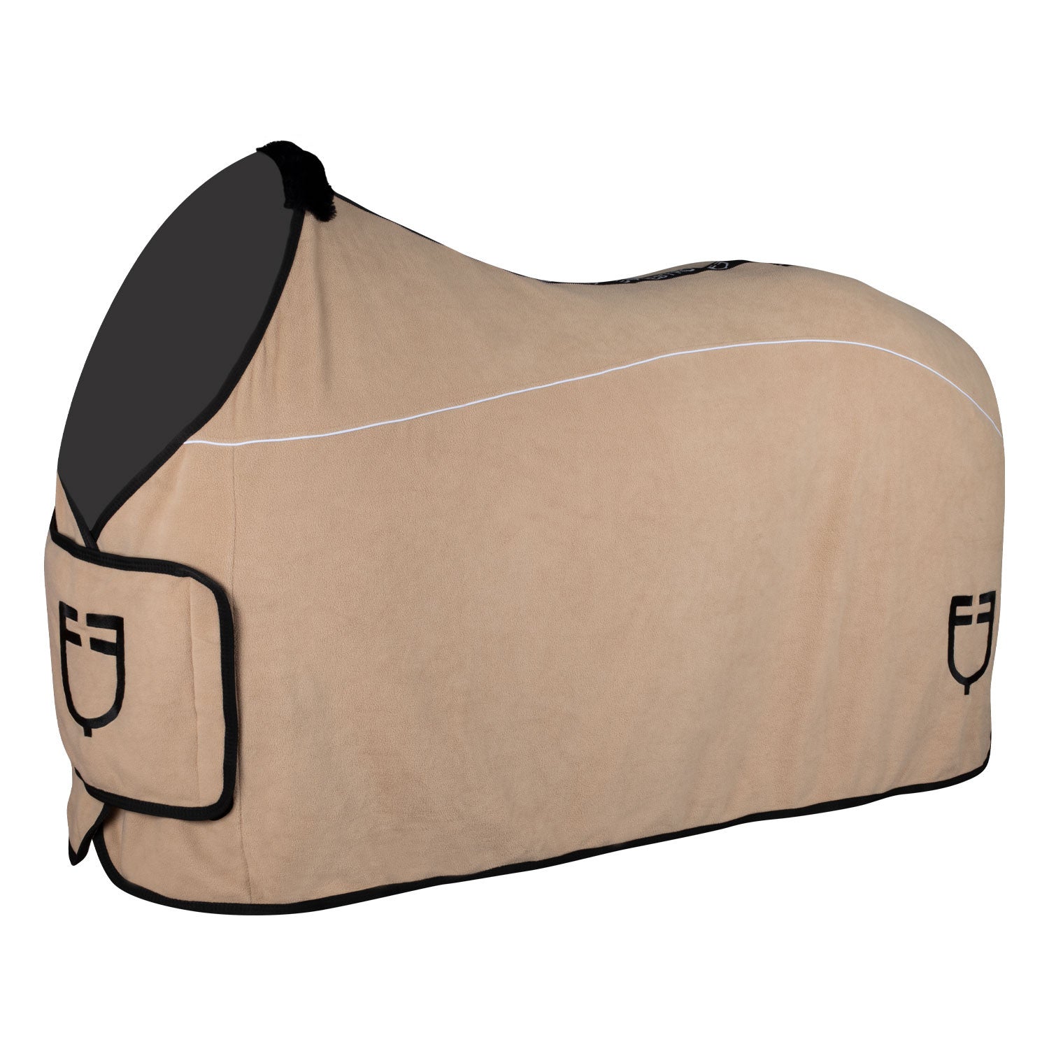 Fleece rug with flap front closure.