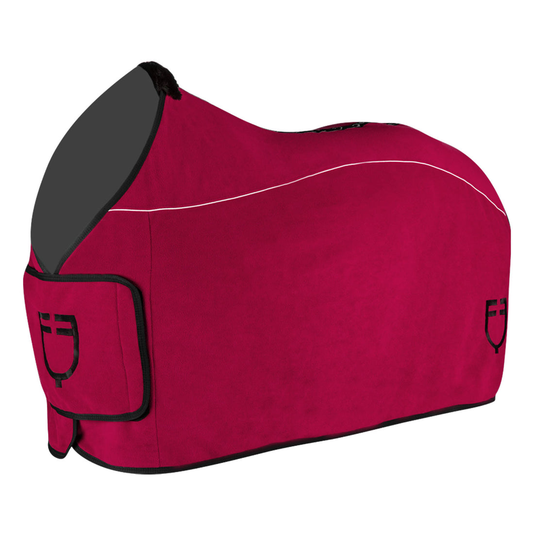 Fleece rug with flap front closure.