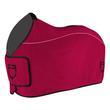 Fleece rug with flap front closure.