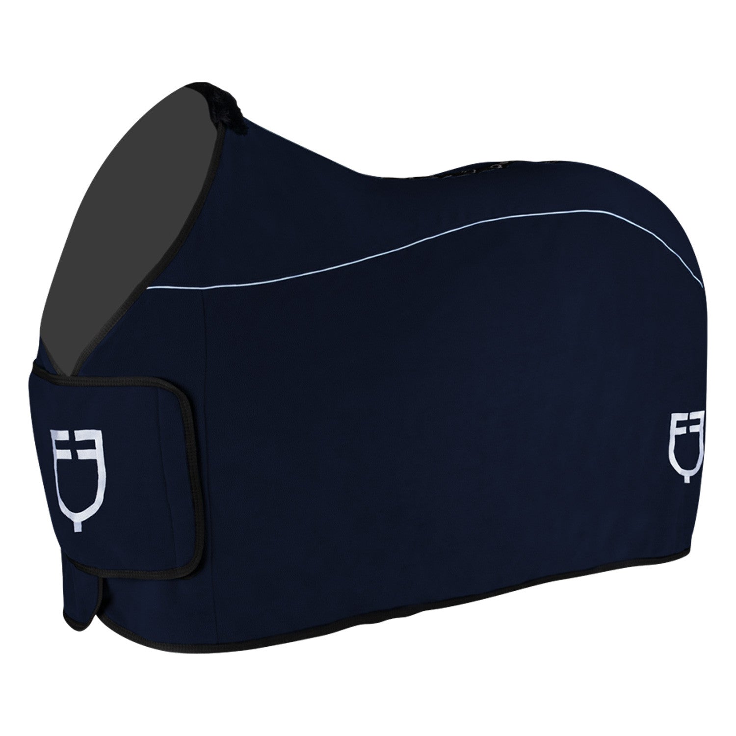 Fleece rug with flap front closure.