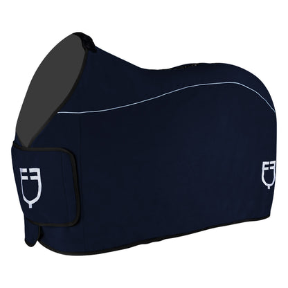 Fleece rug with flap front closure.