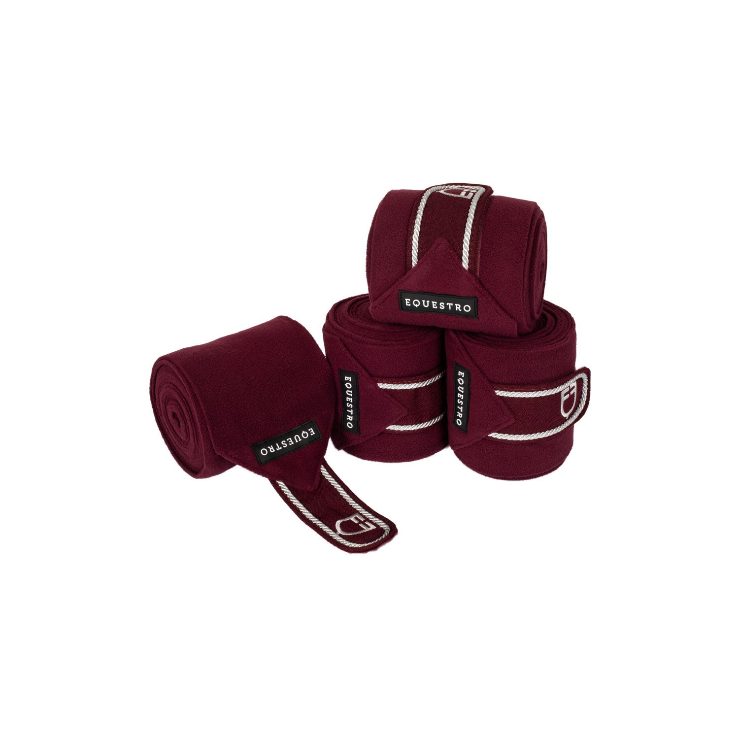 Fleece pony bandages with embroidered logo.