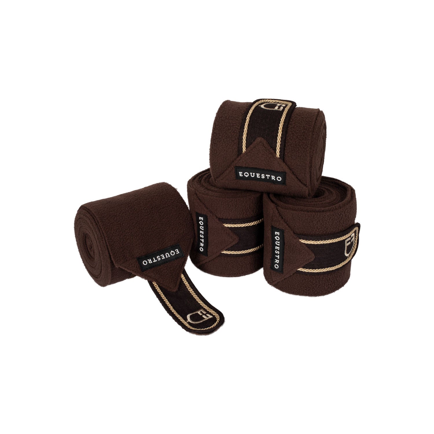 Fleece pony bandages with embroidered logo.