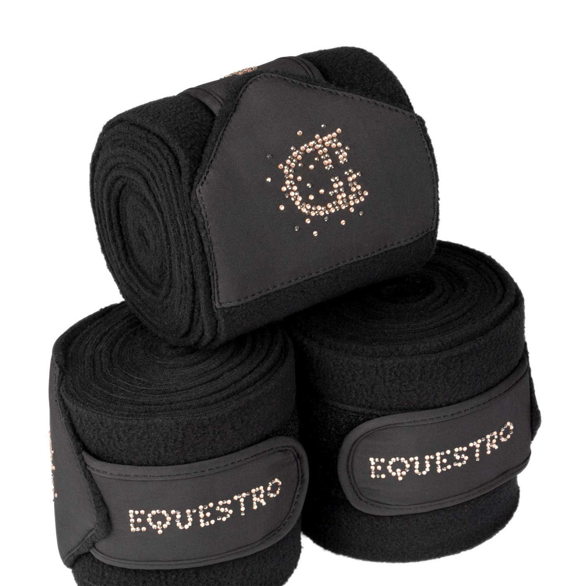 Equestro Fleece Bandages With Rhinestone Logo