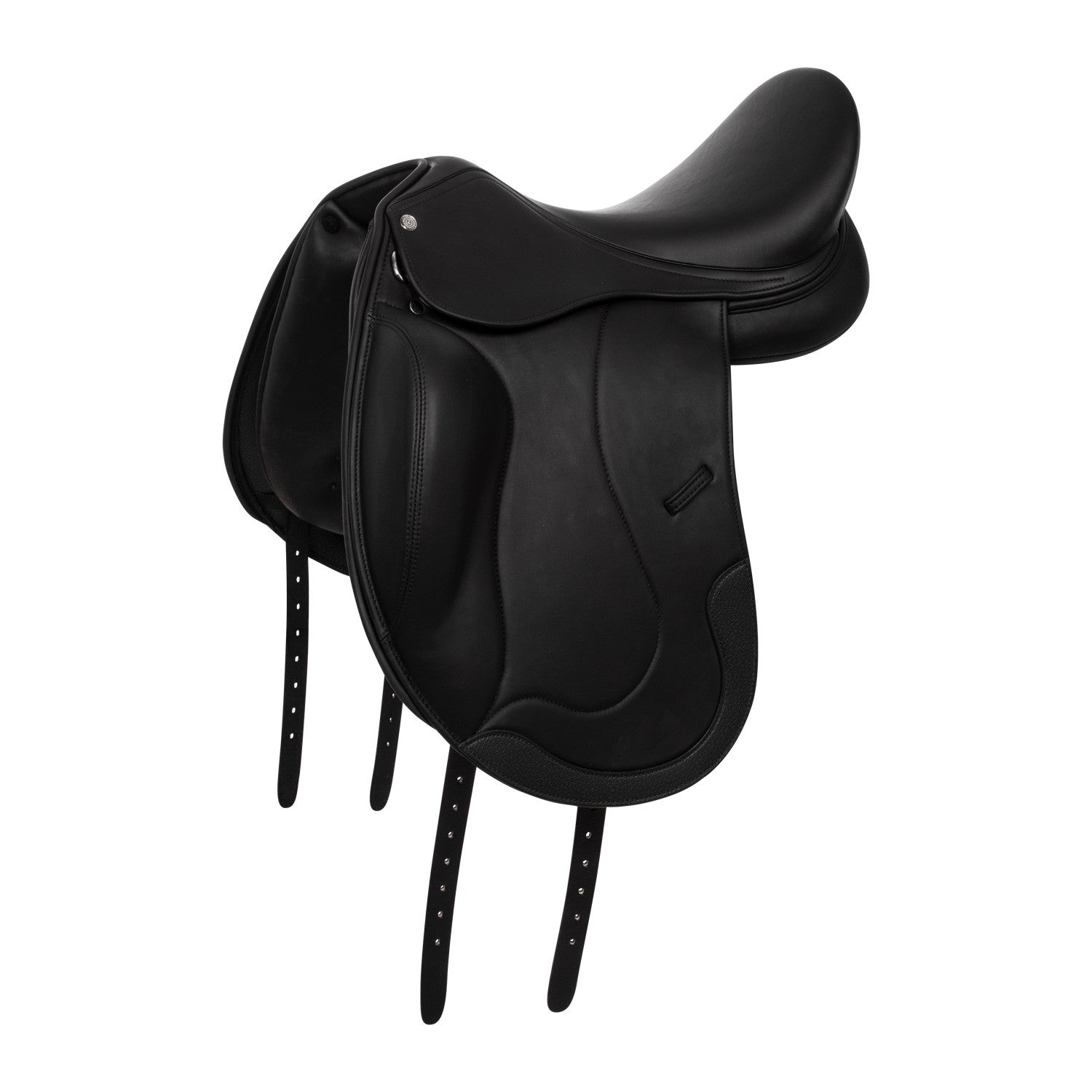 Doubled leather dressage saddle.