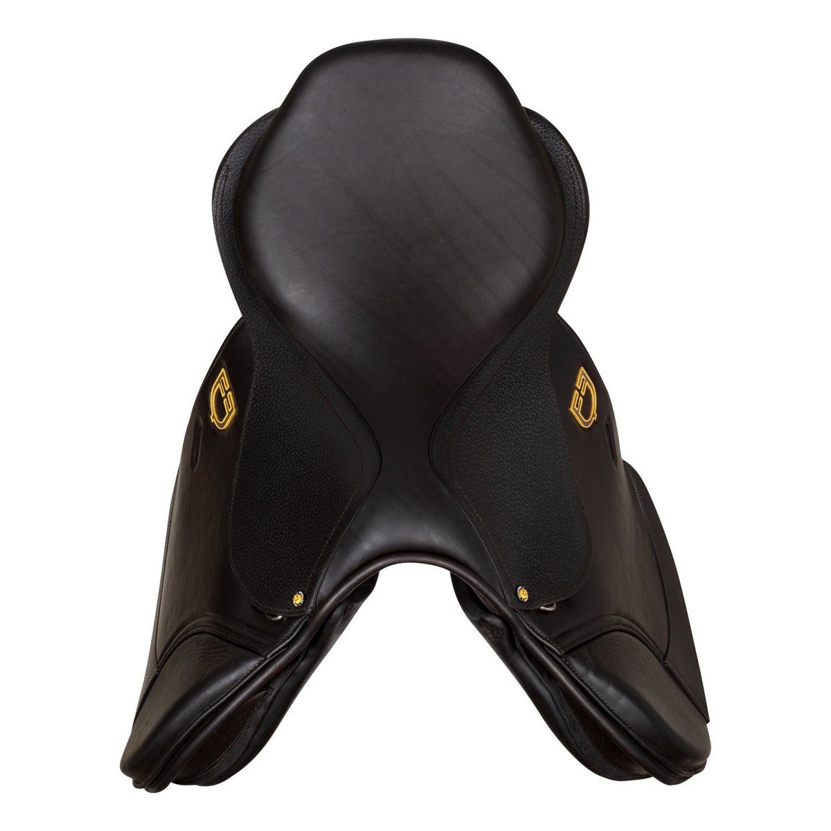 Earth jumping saddle in double leather with embossed logo