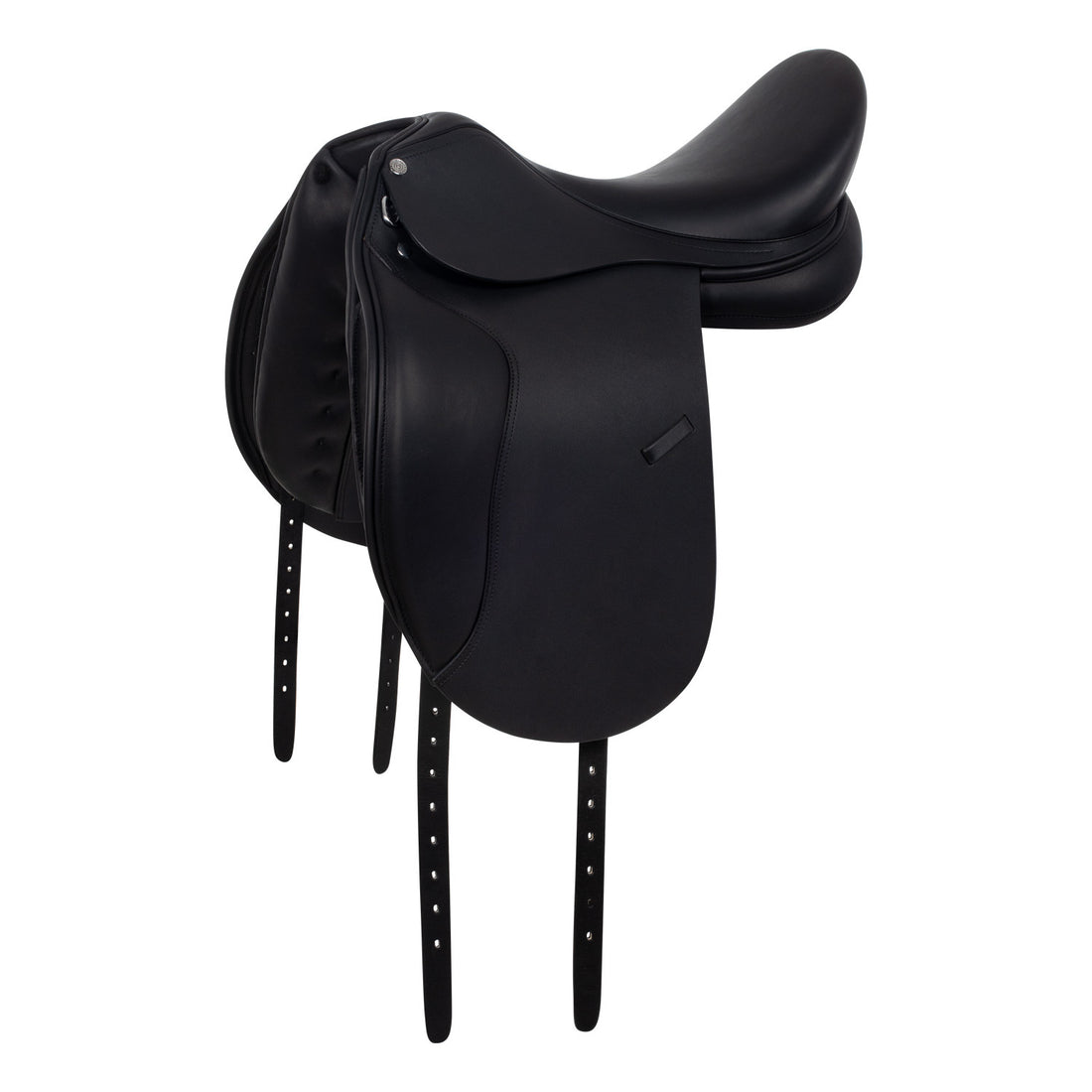 Dressage saddle with removable blocks.