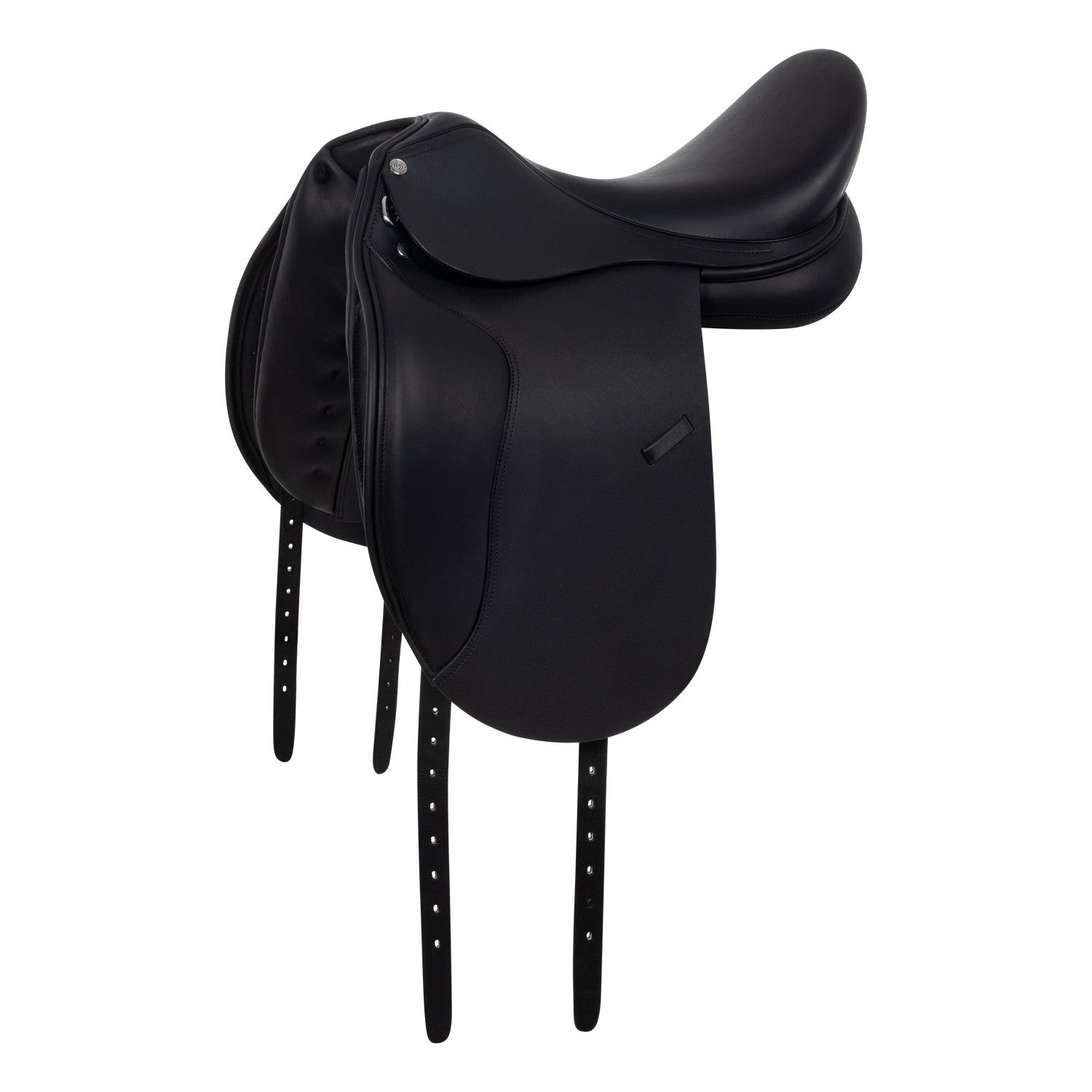 Dressage saddle with removable blocks.