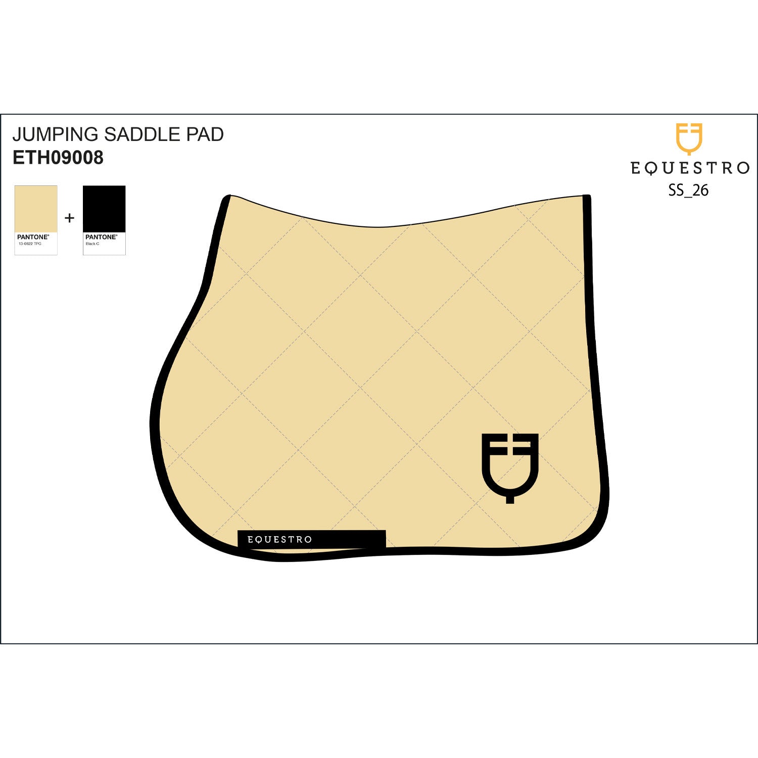 Jumping saddle pad with embroidered logo black line edition.