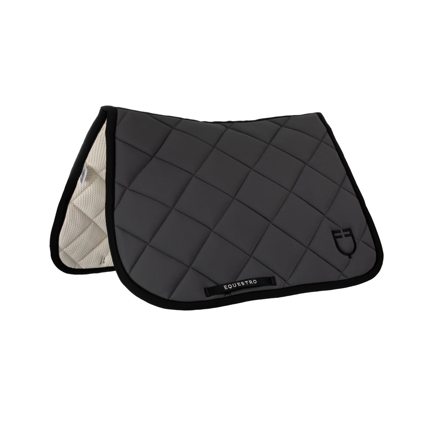Jumping saddle pad with embroidered logo black line edition.