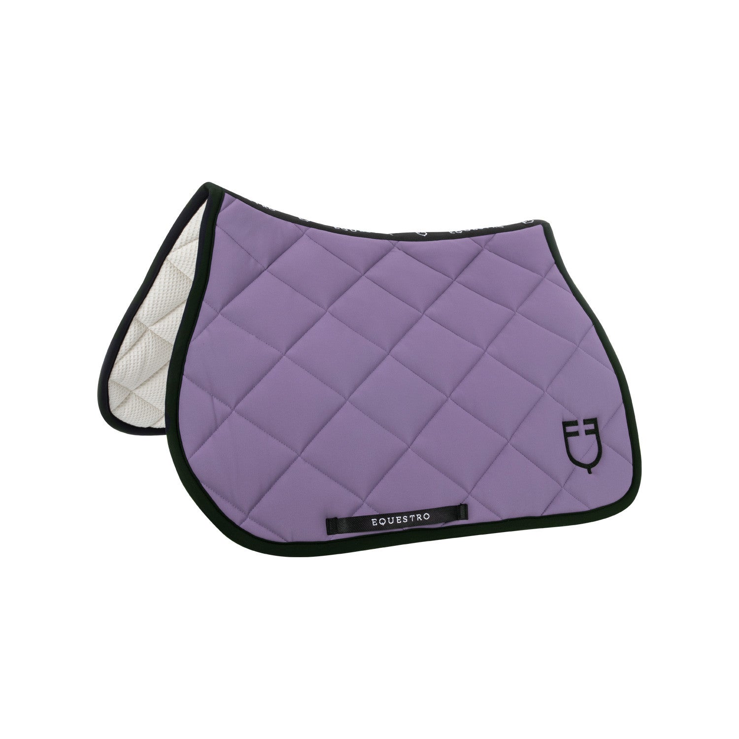 Jumping saddle pad with embroidered logo black line edition.