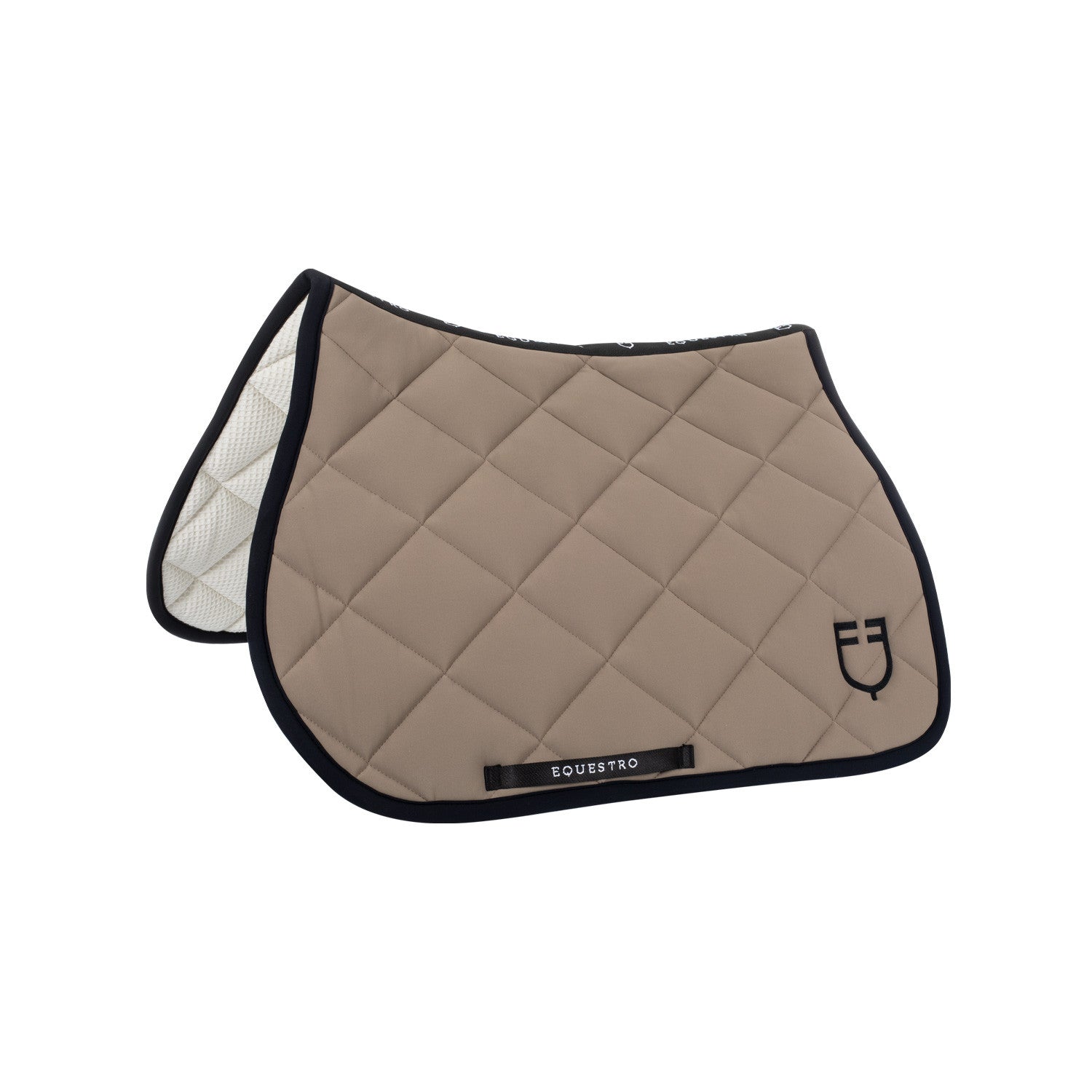 Jumping saddle pad with embroidered logo black line edition.