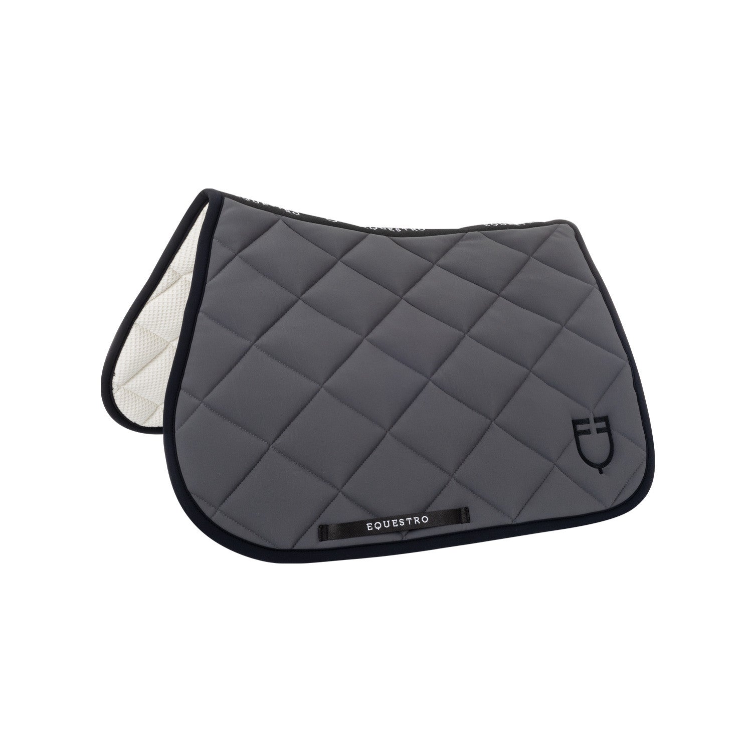 Jumping saddle pad with embroidered logo black line edition.