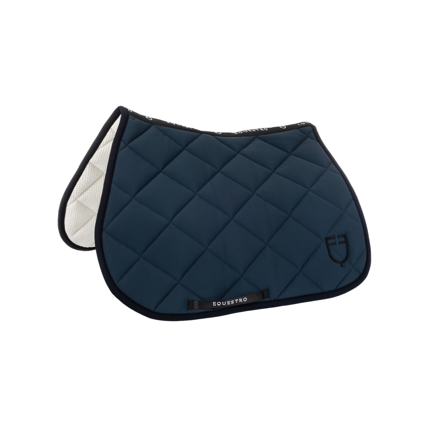 Jumping saddle pad with embroidered logo black line edition.