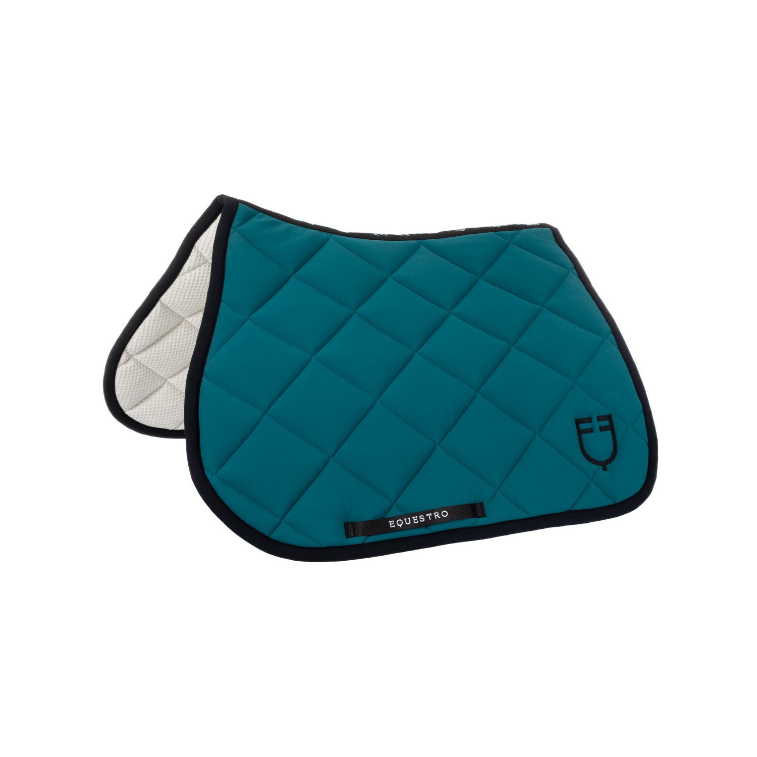 Jumping saddle pad with embroidered logo black line edition.