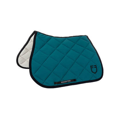 Jumping saddle pad with embroidered logo black line edition.