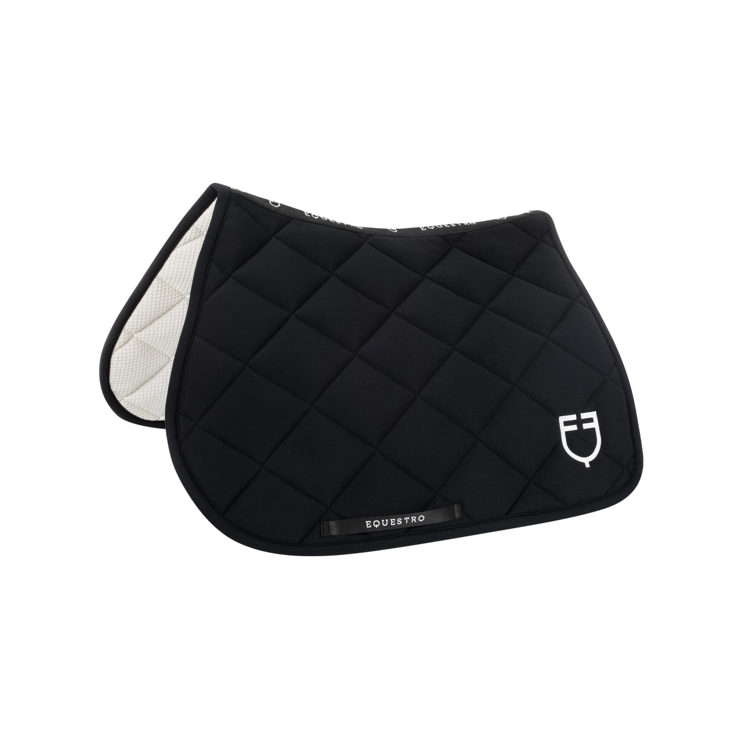 Jumping saddle pad with embroidered logo black line edition.