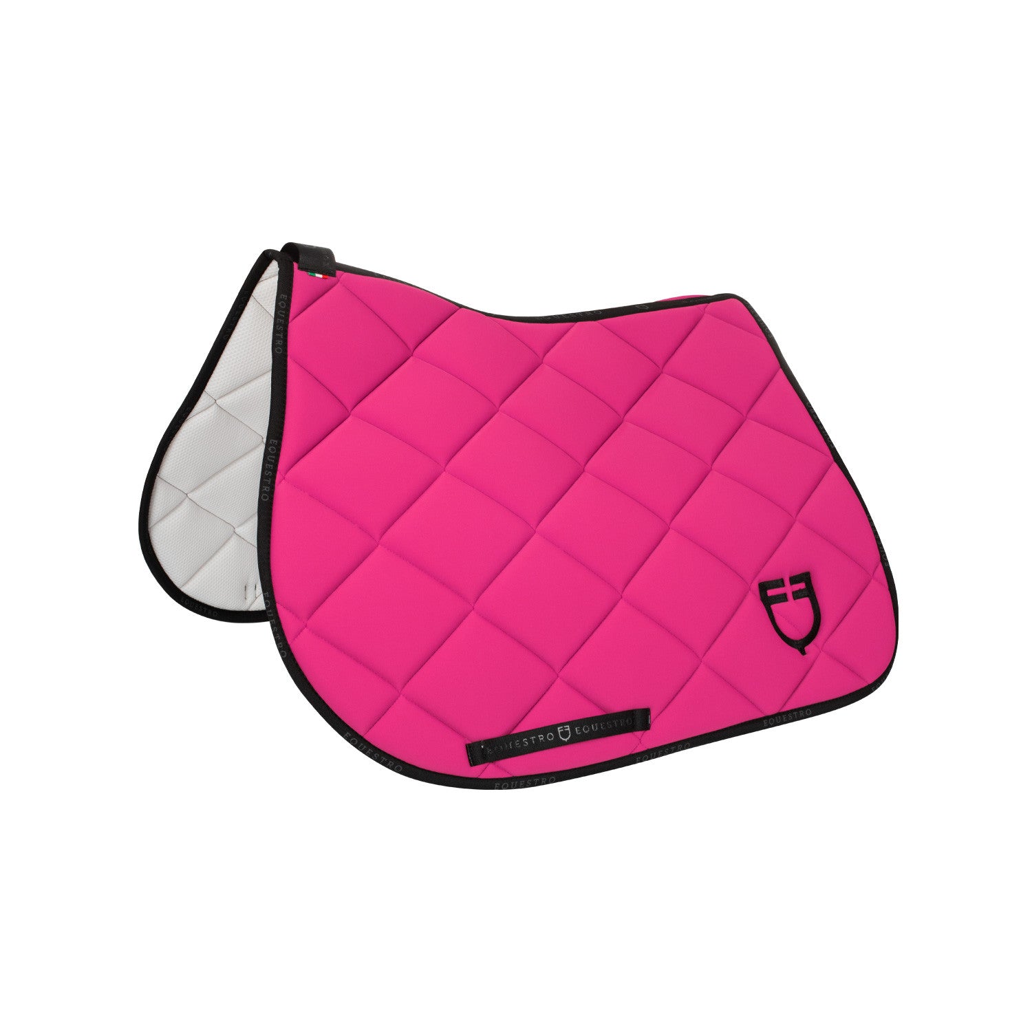 Jumping saddle pad technical fabric with logo.