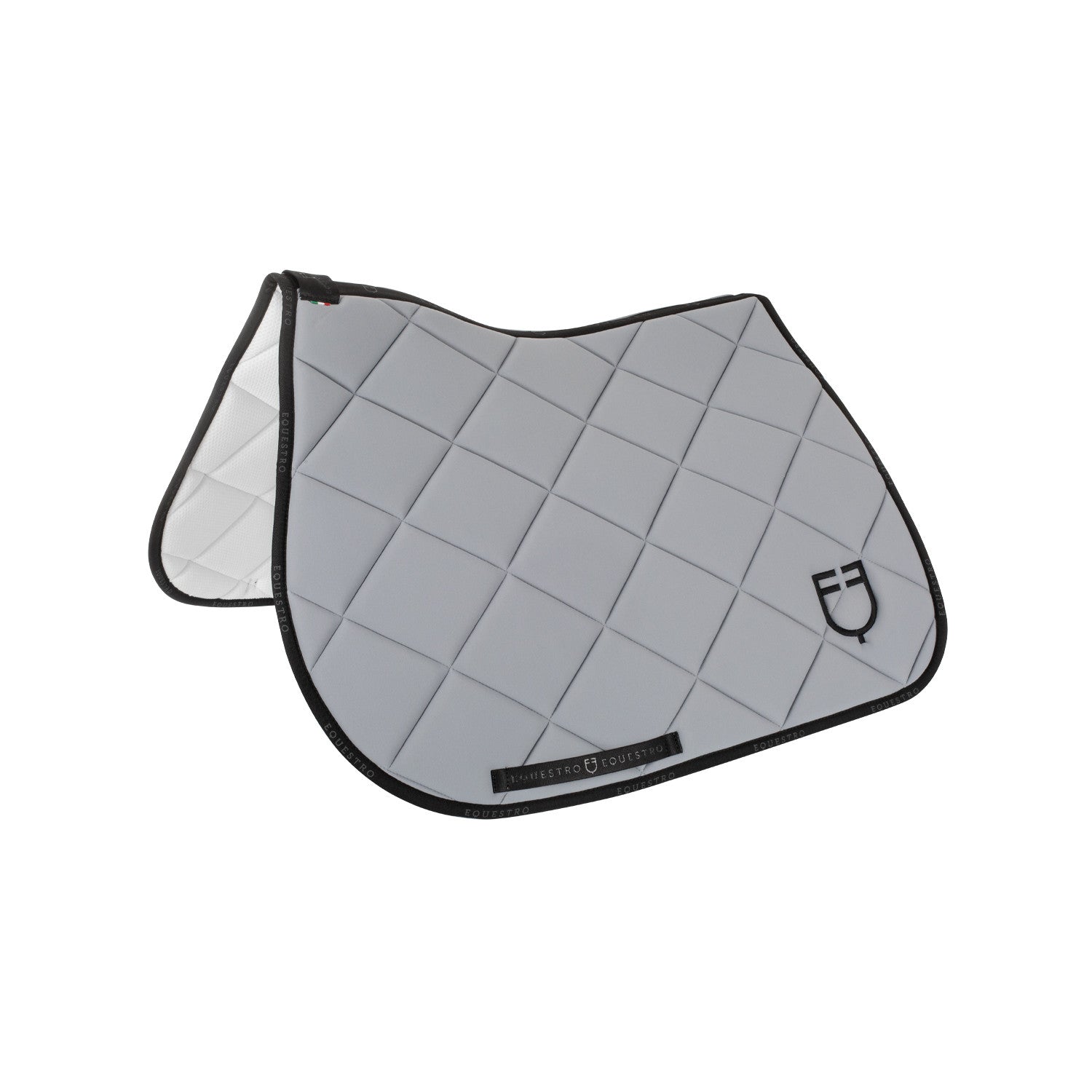 Jumping saddle pad technical fabric with logo.