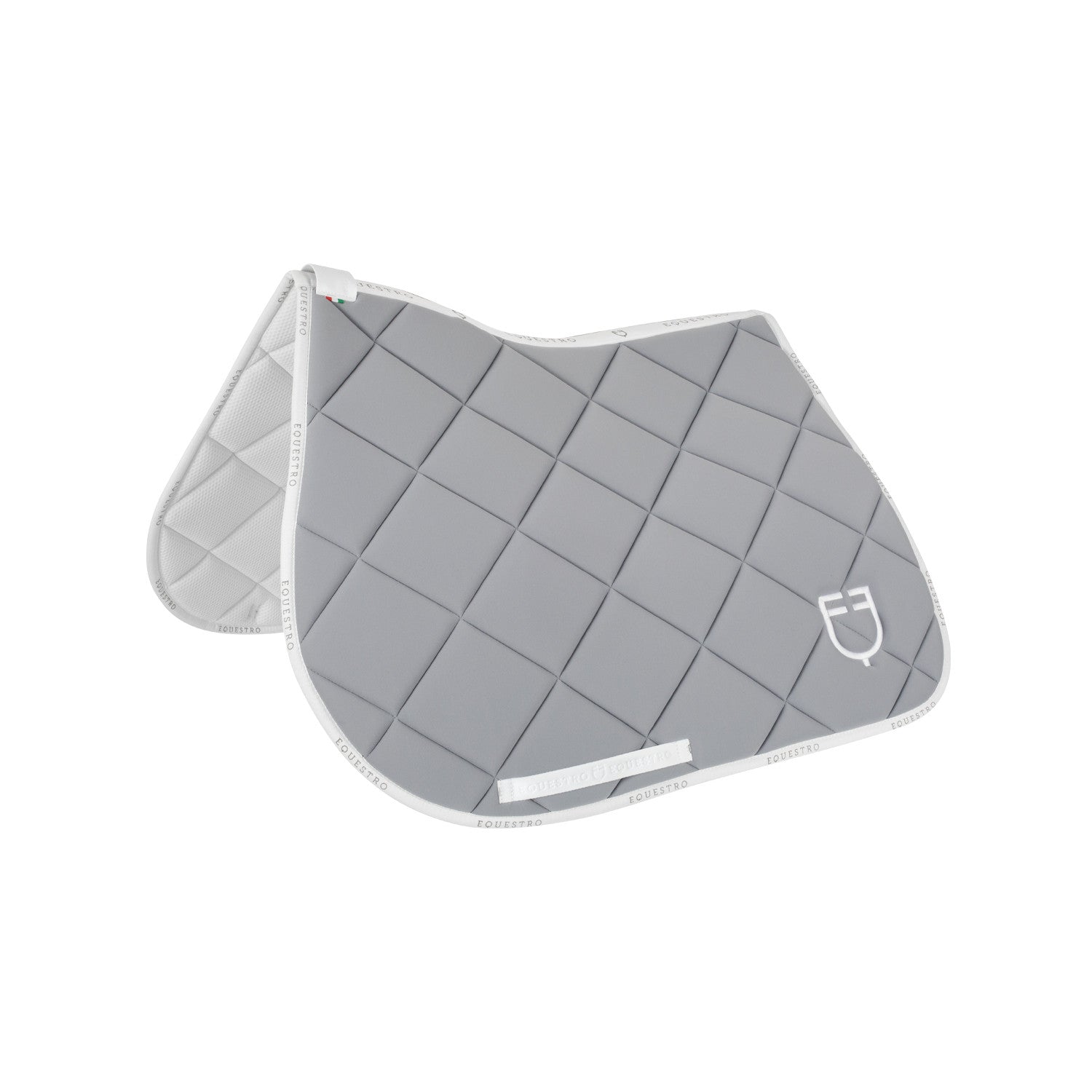 Jumping saddle pad technical fabric with logo.