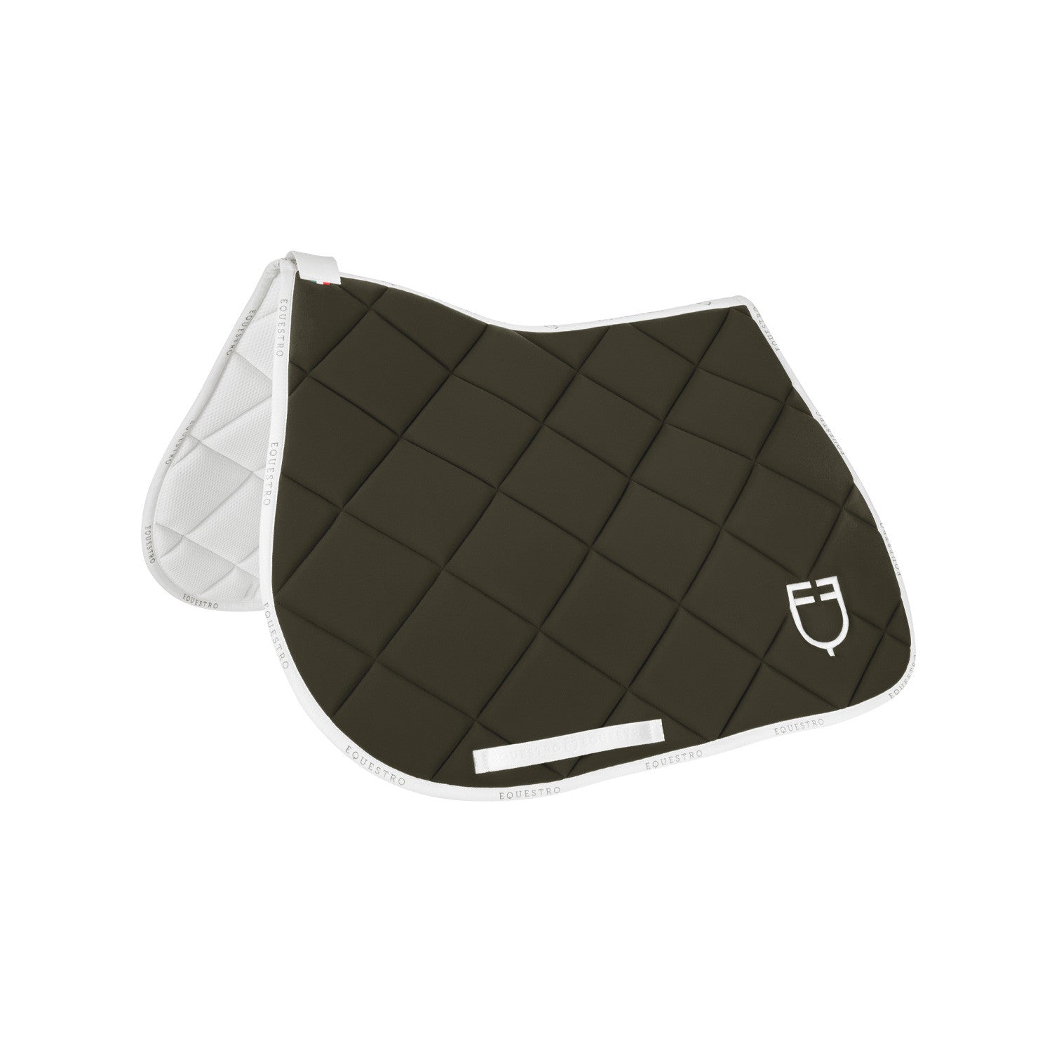 Jumping saddle pad technical fabric with logo.
