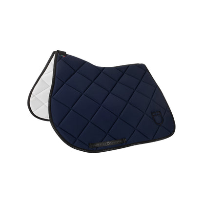 Jumping saddle pad technical fabric with logo.