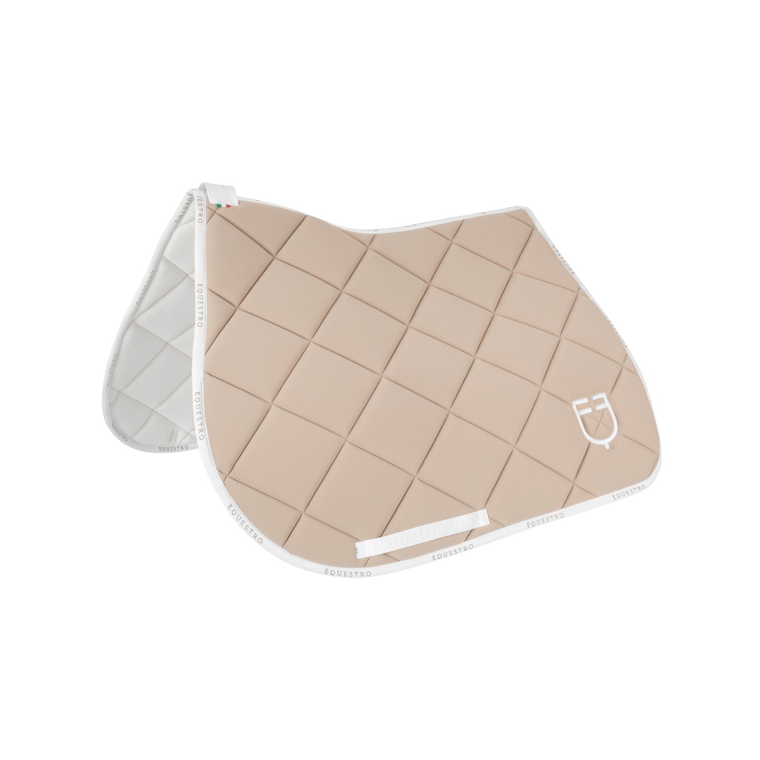 Jumping saddle pad technical fabric with logo.