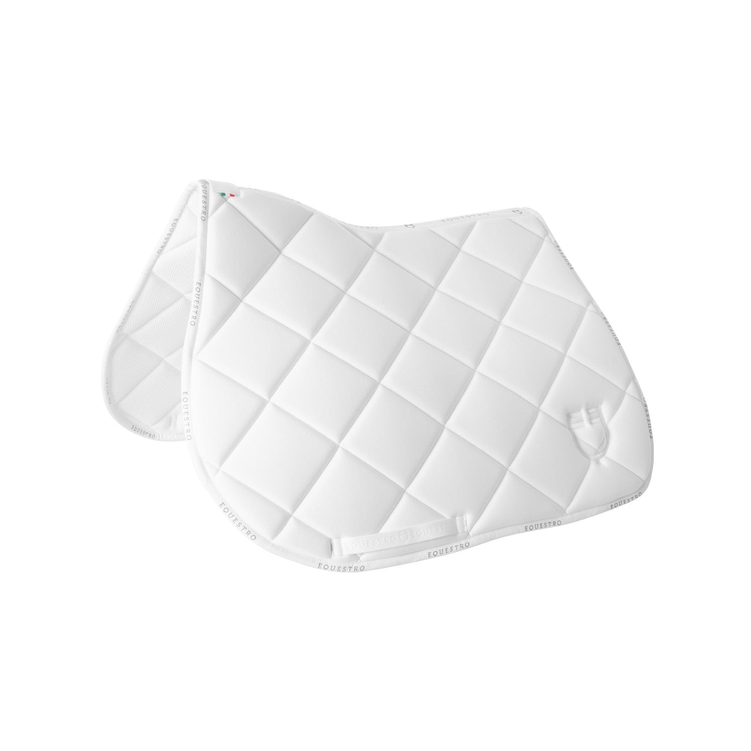 Jumping saddle pad technical fabric with logo.