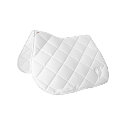 Jumping saddle pad technical fabric with logo.