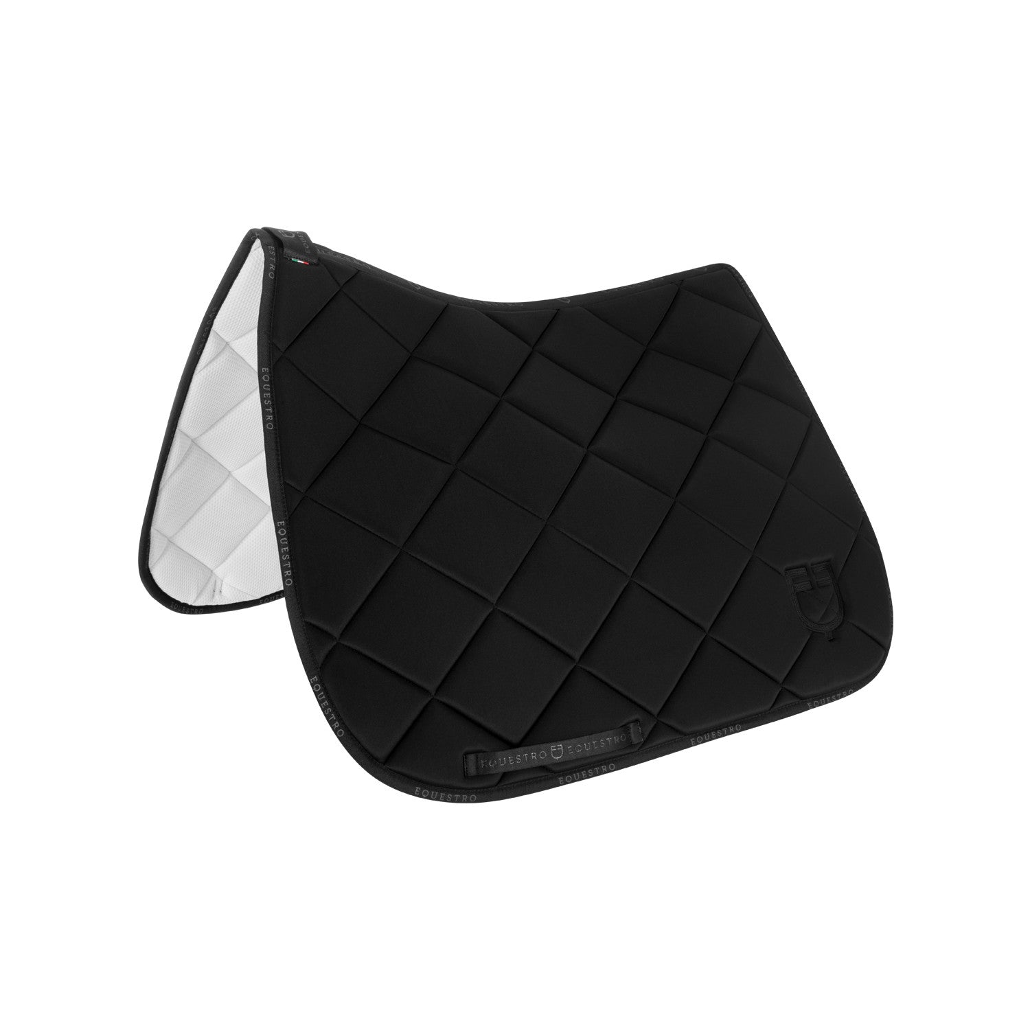 Dressage saddle pad technical fabric with logo.