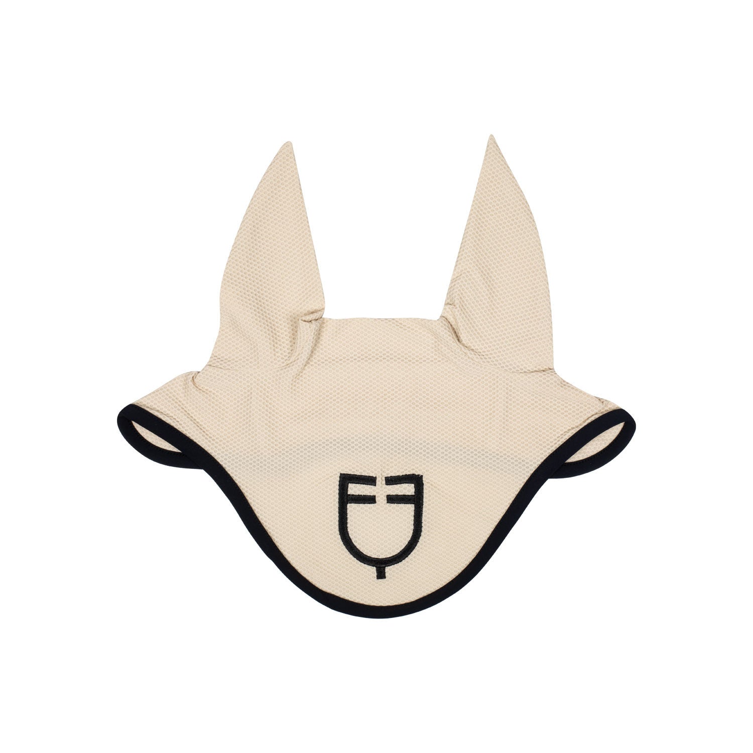 Perforated fabric fly veil with logo.