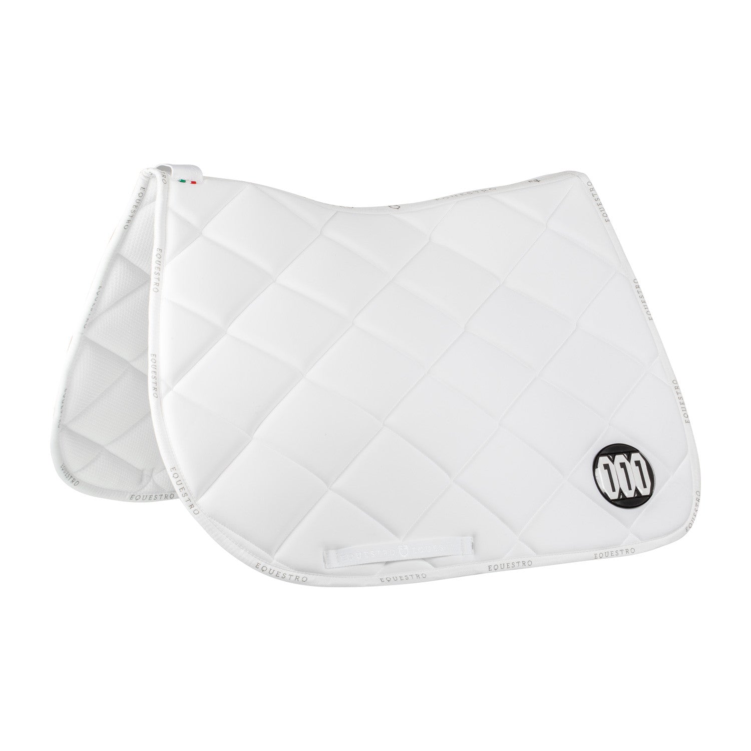 Technical fabric saddle pad with number holder.