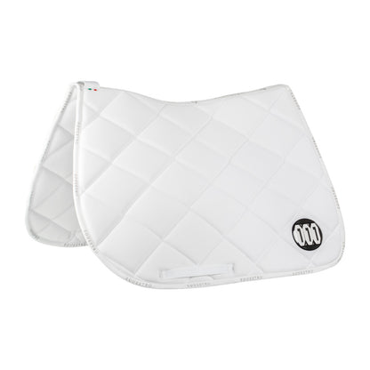 Technical fabric saddle pad with number holder.