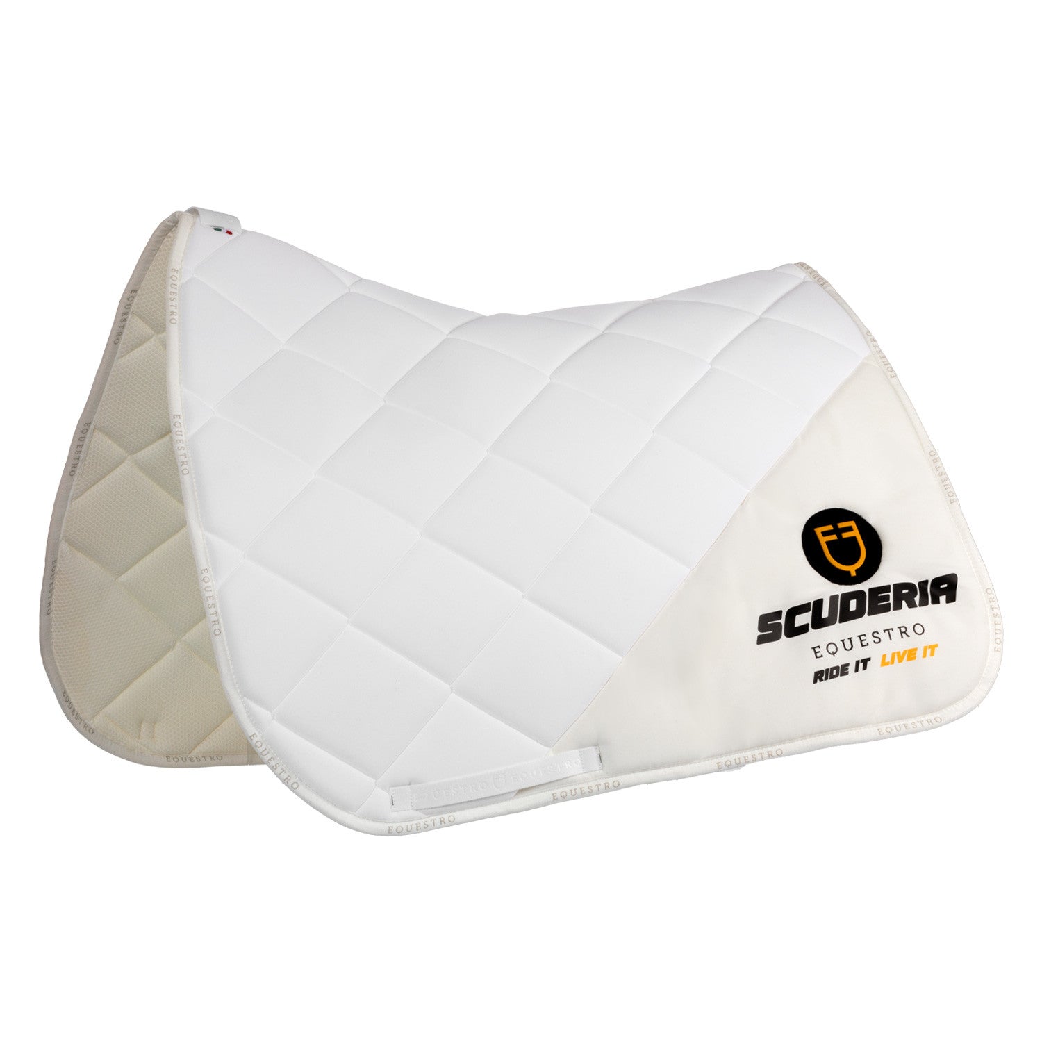 Multi-logo dressage saddle pad.
