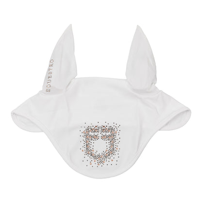 Fly veil in technical fabric with rhinestone logo.