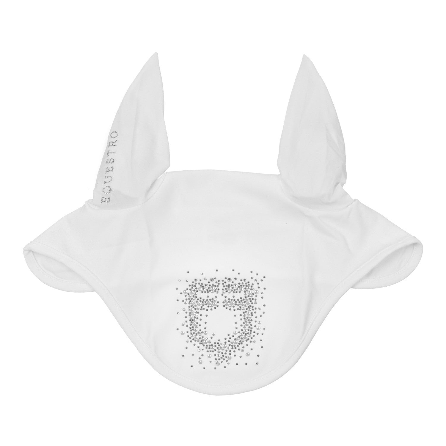 Fly veil in technical fabric with rhinestone logo.