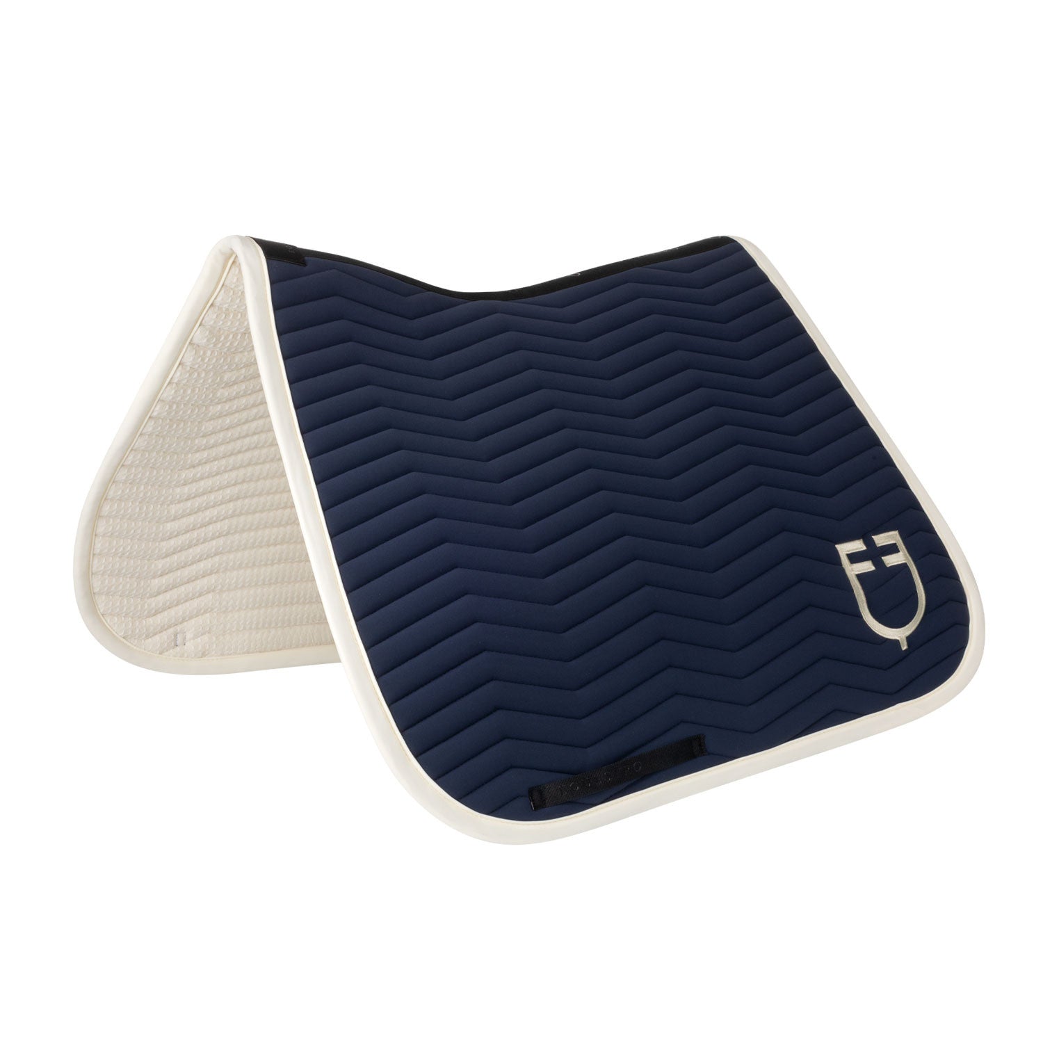 Wave Quilting dressage saddle pad in technical fabric.