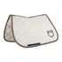 Jumping saddle pad with monogram print.