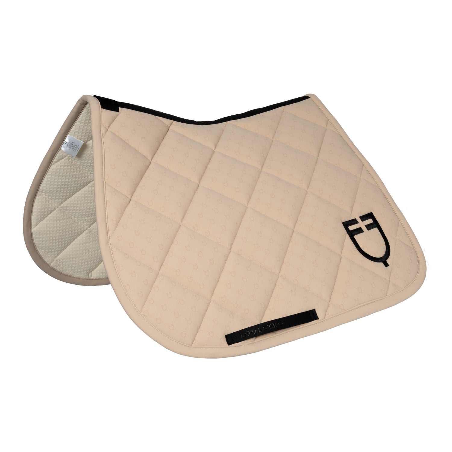 Jumping saddle pad with monogram print.
