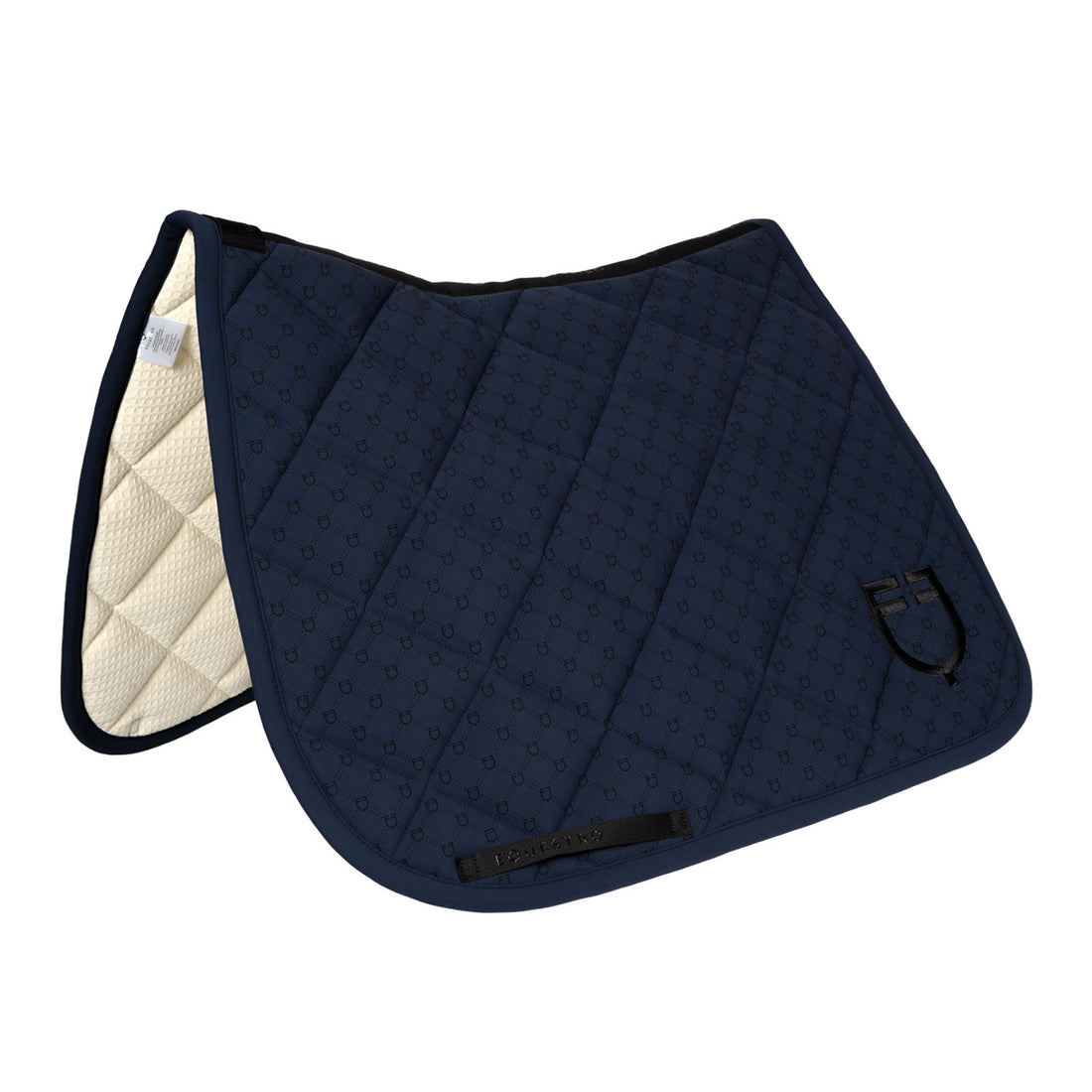 Dressage saddle pad with monogram print.