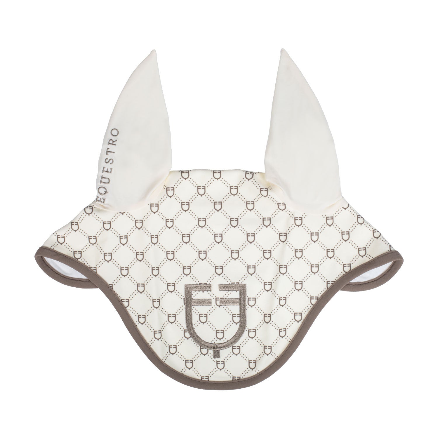 Fly veil with monogram print.