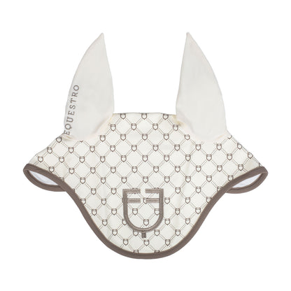 Fly veil with monogram print.