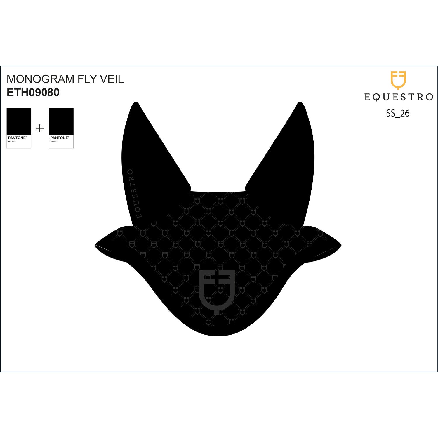 Fly veil with monogram print.