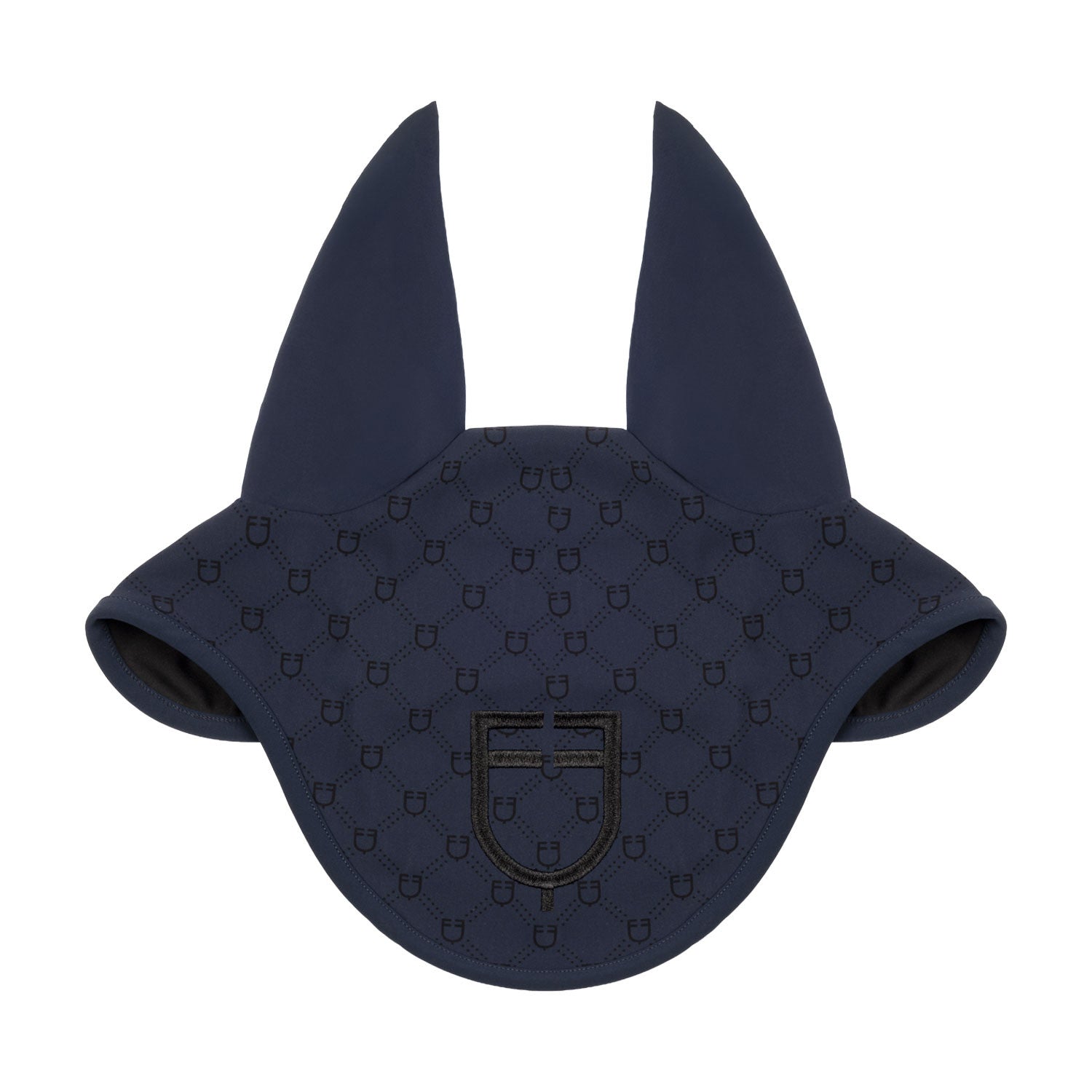 Fly veil with monogram print.