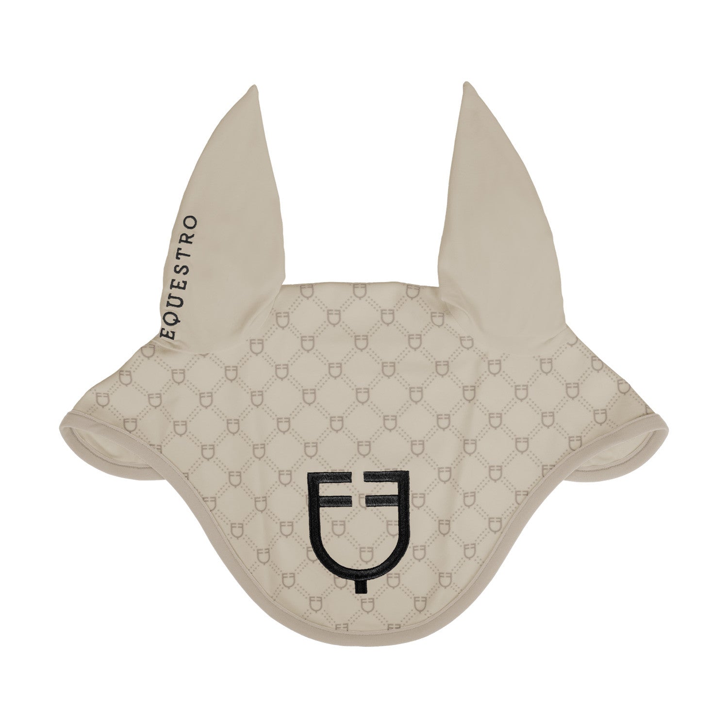 Fly veil with monogram print.
