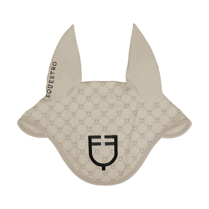 Fly veil with monogram print.